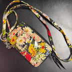 Vera Bradley Zip Around Wallet on Lanyard Floral Design