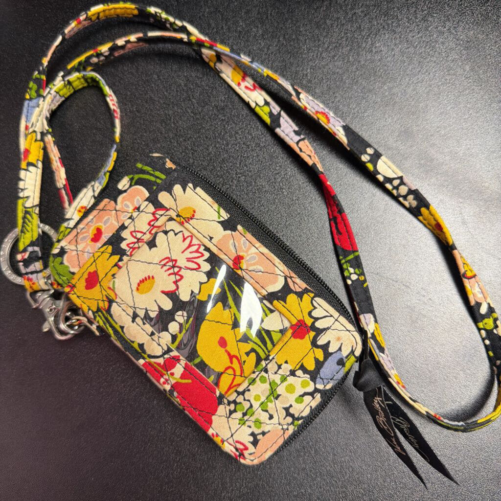 Vera Bradley Zip Around Wallet on Lanyard Floral Design