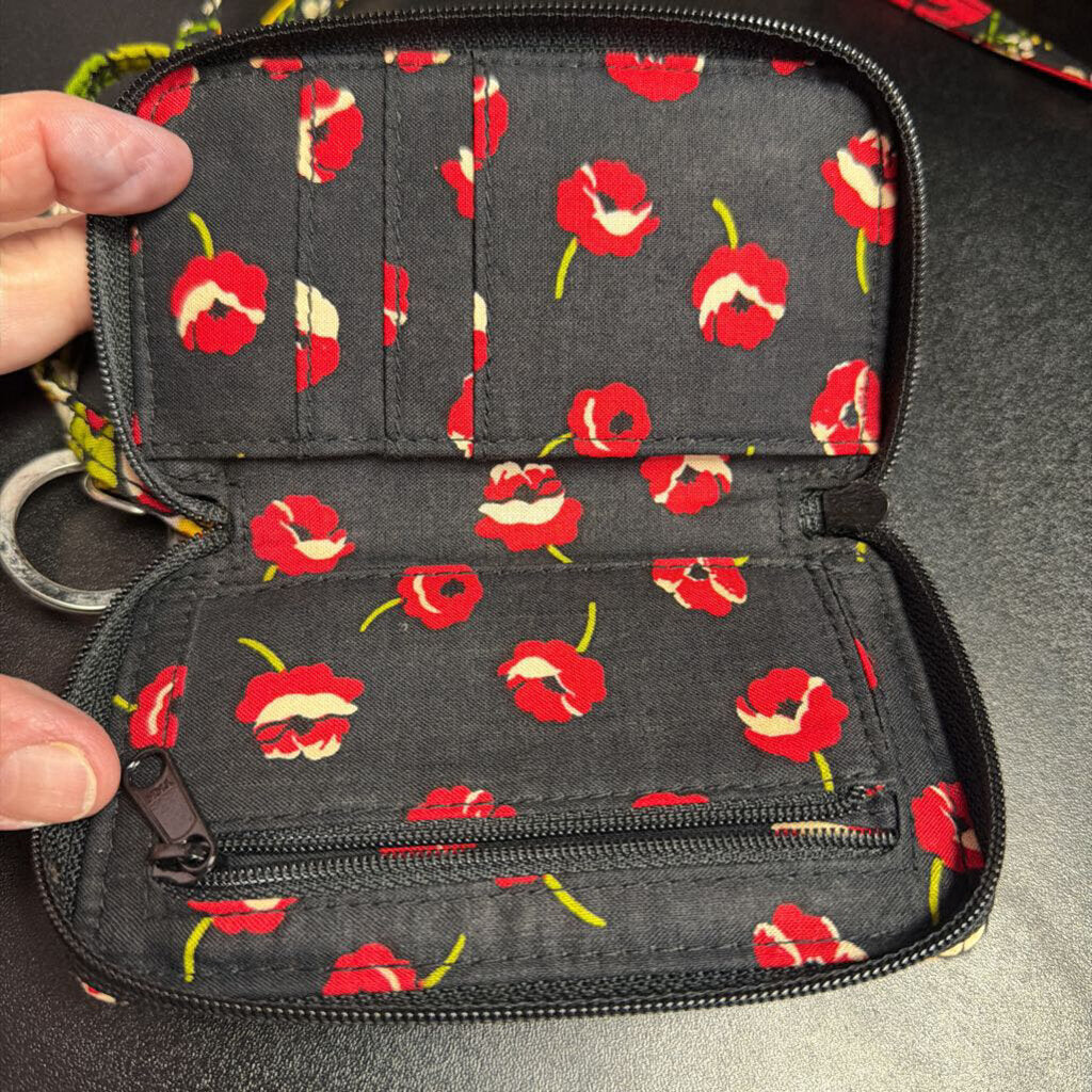 Vera Bradley Zip Around Wallet on Lanyard Floral Design