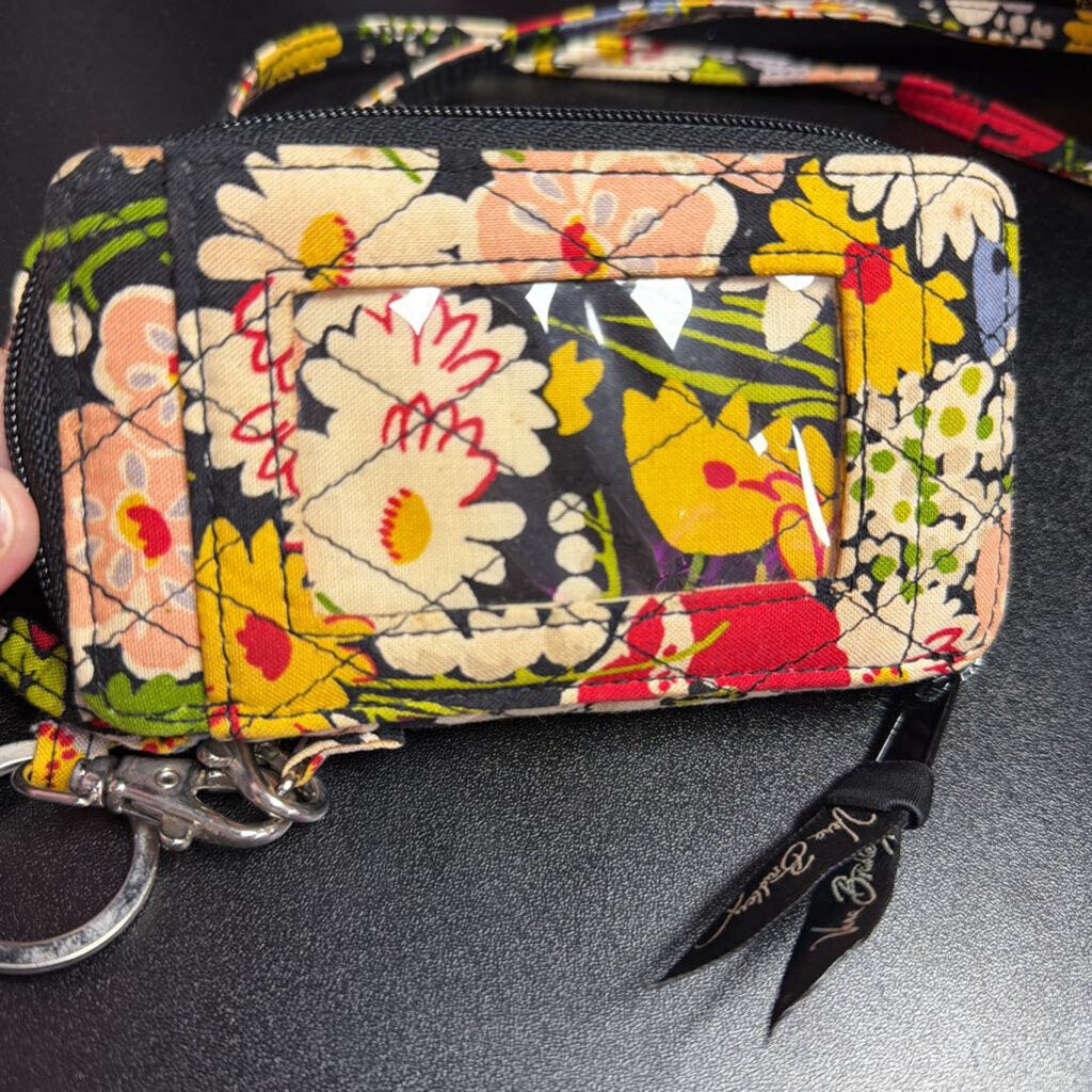 Vera Bradley Zip Around Wallet on Lanyard Floral Design