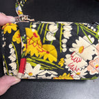 Vera Bradley Zip Around Wallet on Lanyard Floral Design