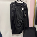 LG House of Harlow 1960 NWT Vegan Leather Mini Dress Square Neckline Long Sleeve Side Tie Wrap