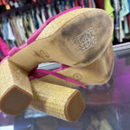 10 Michael Kors Sadie Leather Bow Platform Sandal Chunky Woven Block Heel