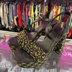 10 Castaner Raffia Strped Block Heel Sandal