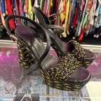 10 Castaner Raffia Strped Block Heel Sandal