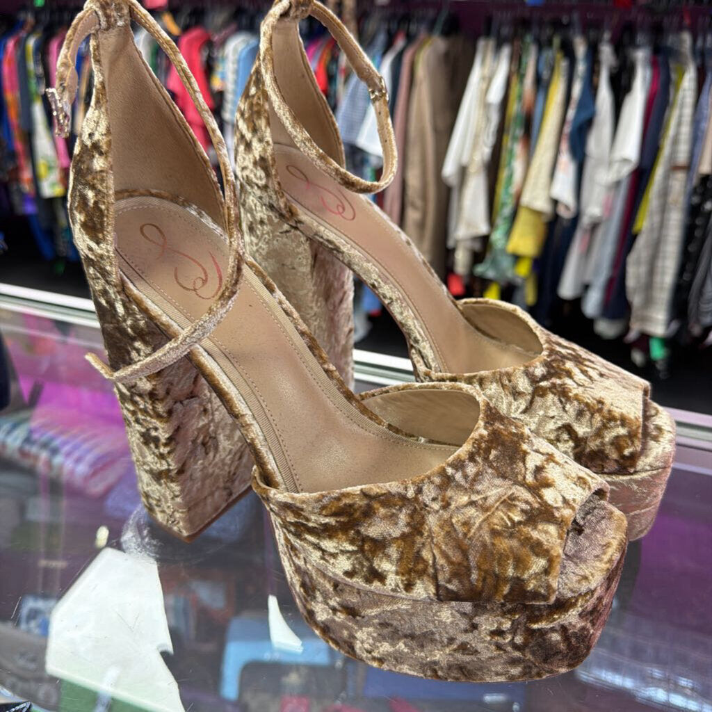 10 Sam Edelman Kori Platform Velvet Chunky Ankle Strap Heel