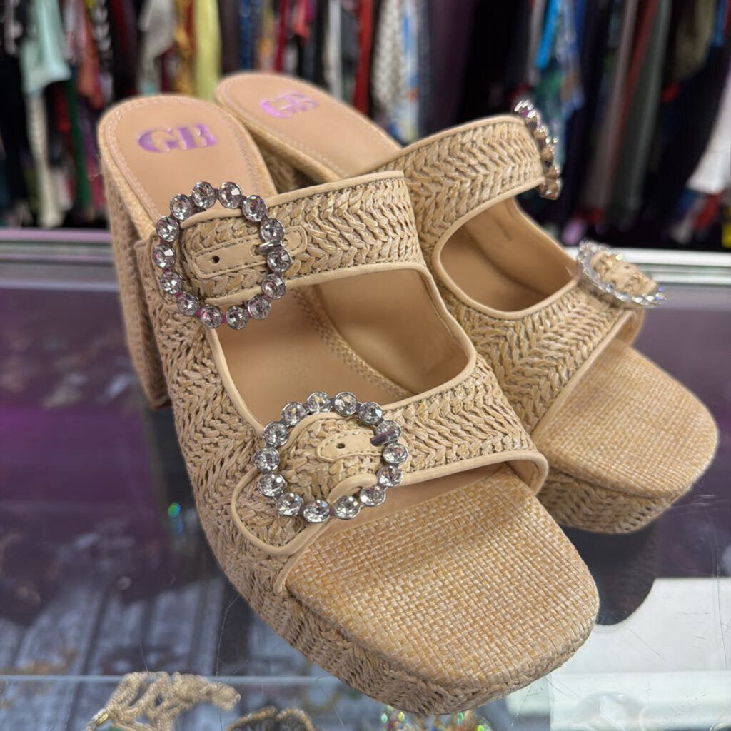 10 GB DBL Buckle Raffia Chunky Platform Sandal