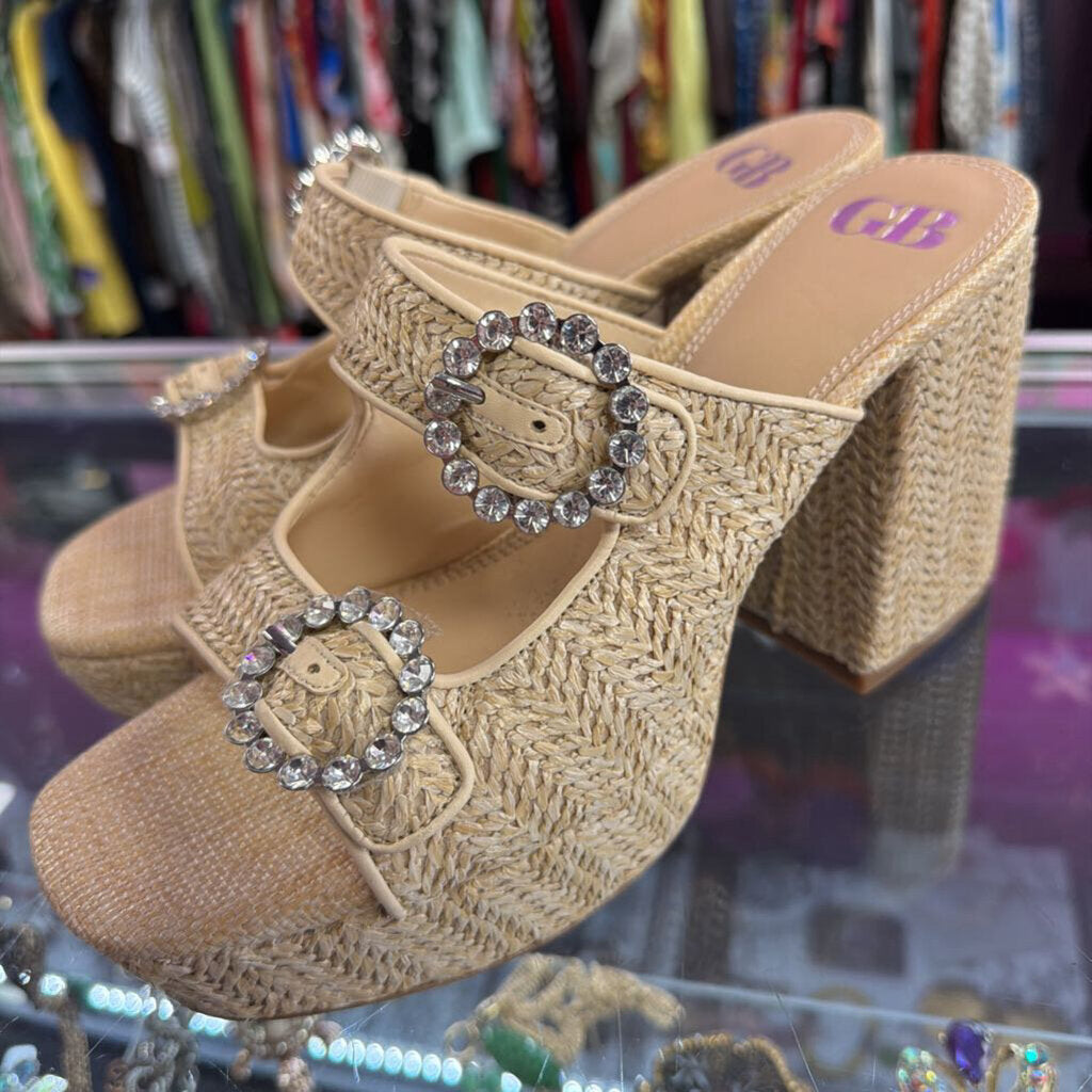10 GB DBL Buckle Raffia Chunky Platform Sandal
