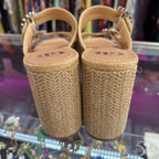 10 GB DBL Buckle Raffia Chunky Platform Sandal