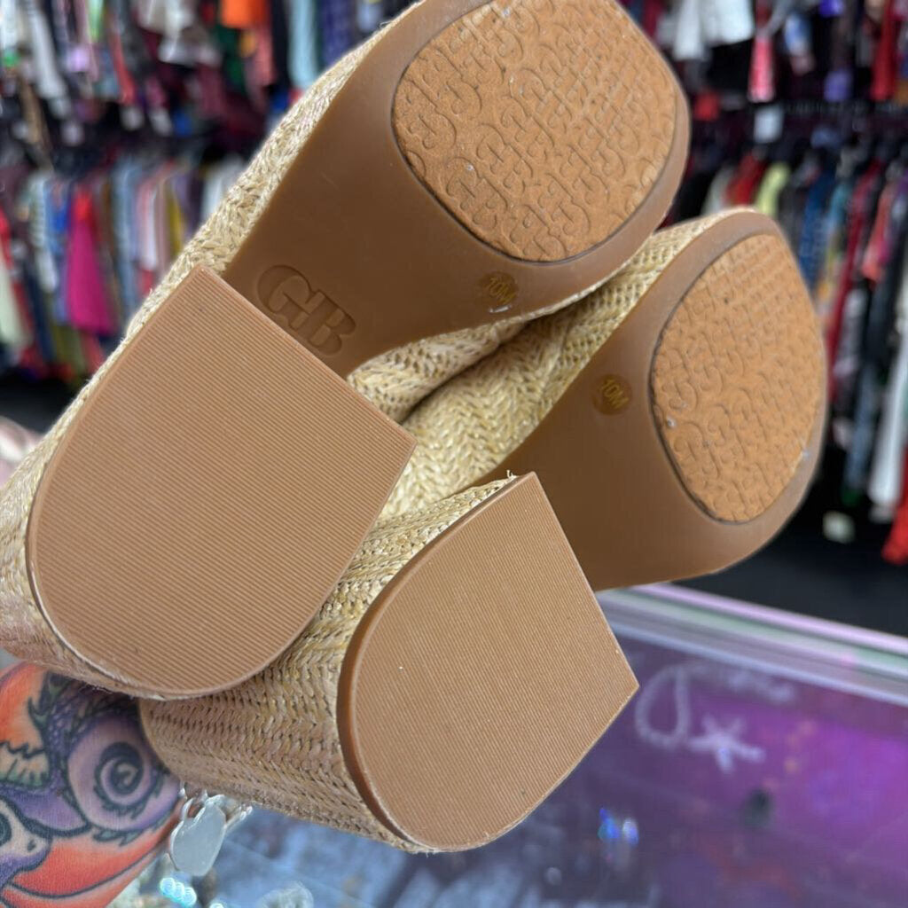 10 GB DBL Buckle Raffia Chunky Platform Sandal