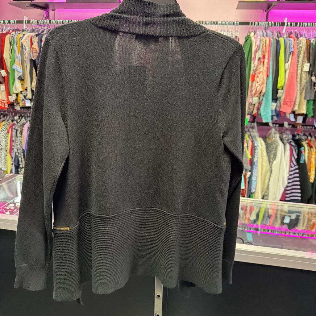 SM LS OF Zipper Pocket Detail Knit Cardigan