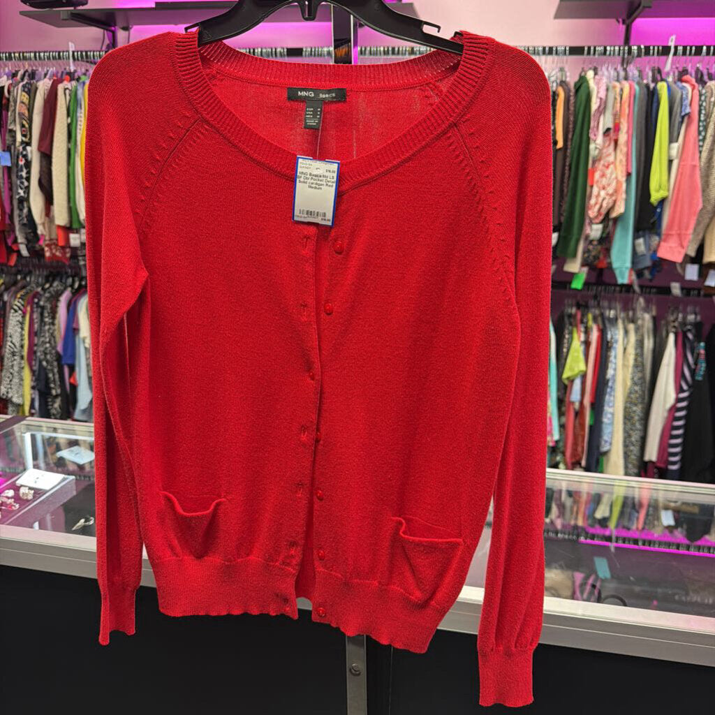 Md LS BF Dbl Pocket Detail Solid cardigan