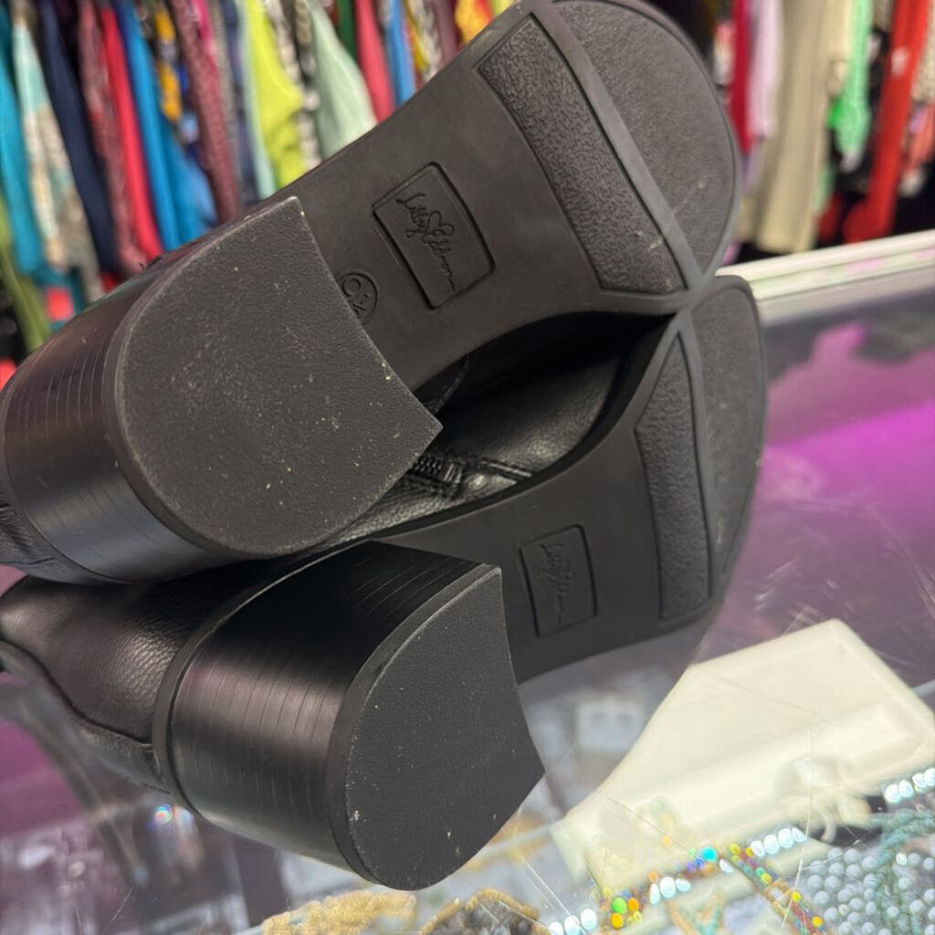9 Aquatalia Suede & Leather Stacked Heel Bootie