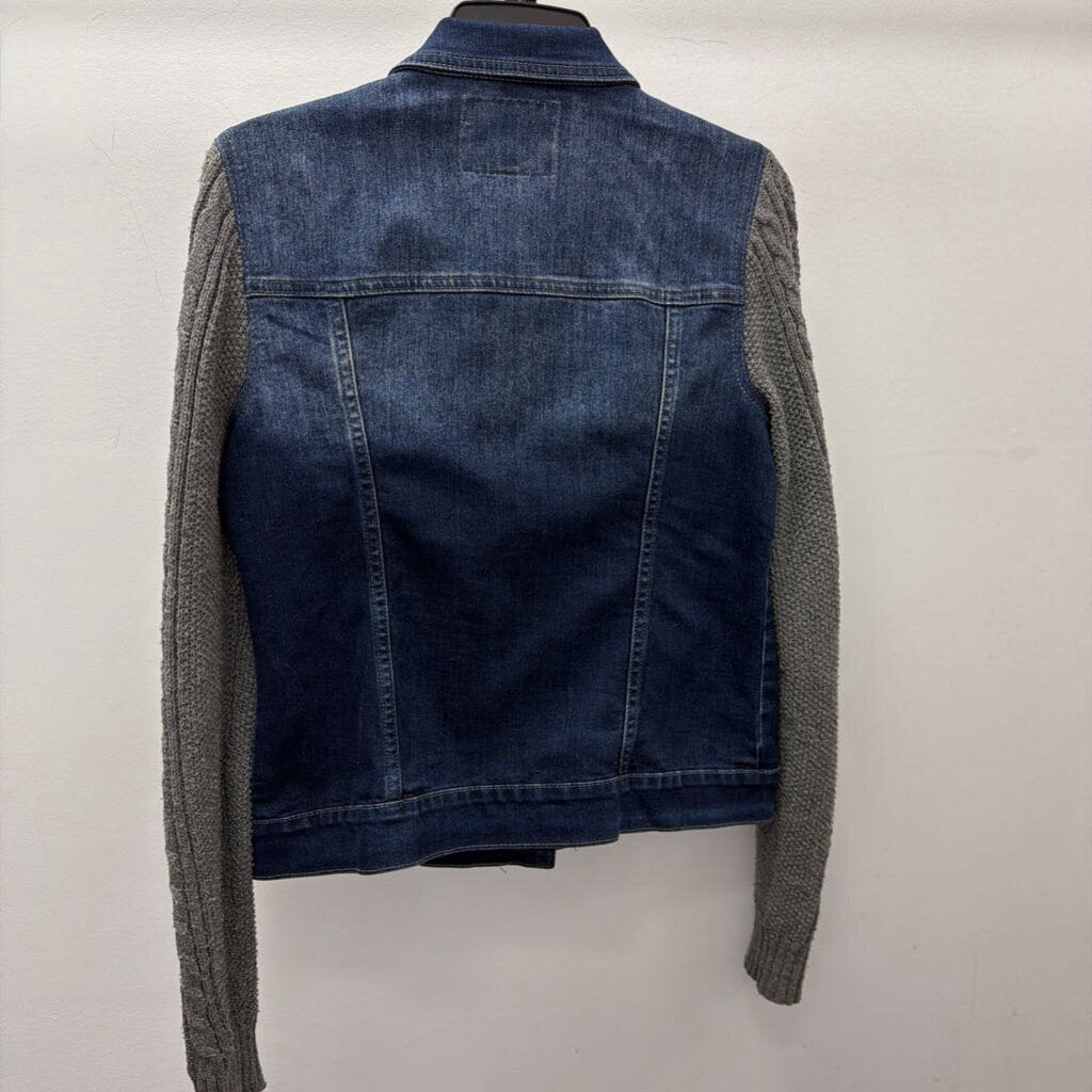 MD LS BF Denim Jacket Sweater Sleeves