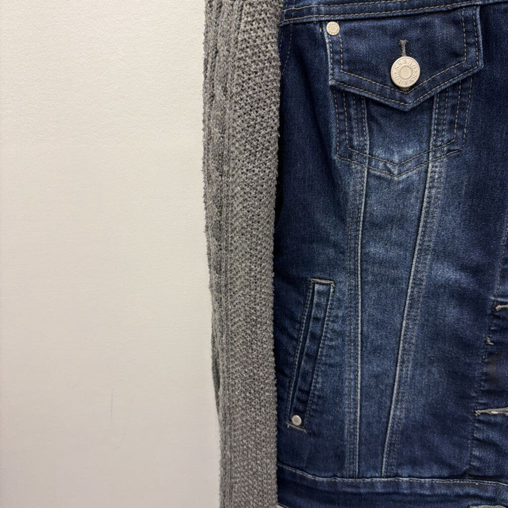MD LS BF Denim Jacket Sweater Sleeves