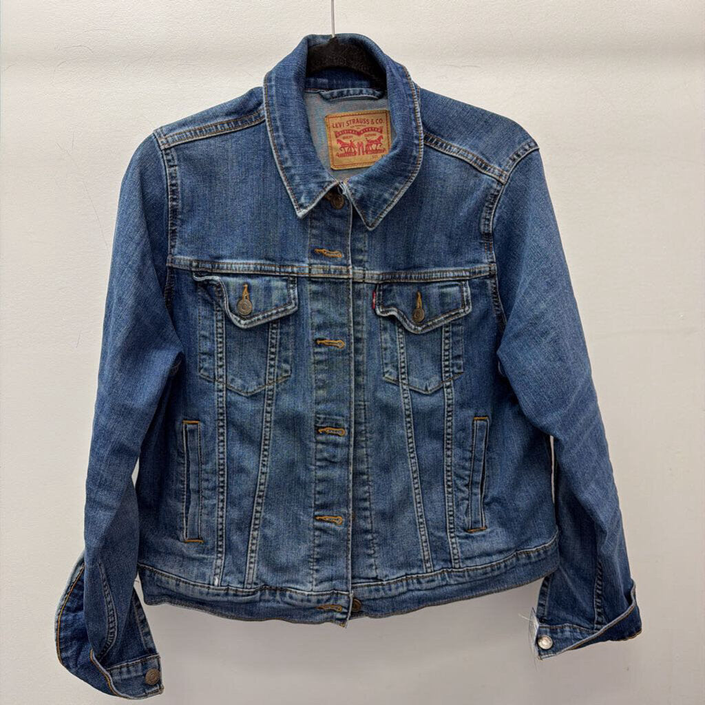 XL Levis Denim Trucker Jacket 90s-00s Stamped Bitton Side Pockets