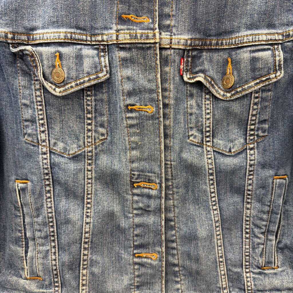 XL Levis Denim Trucker Jacket 90s-00s Stamped Bitton Side Pockets