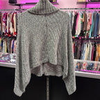 OS Cable Knit Button Detail Chunky Poncho