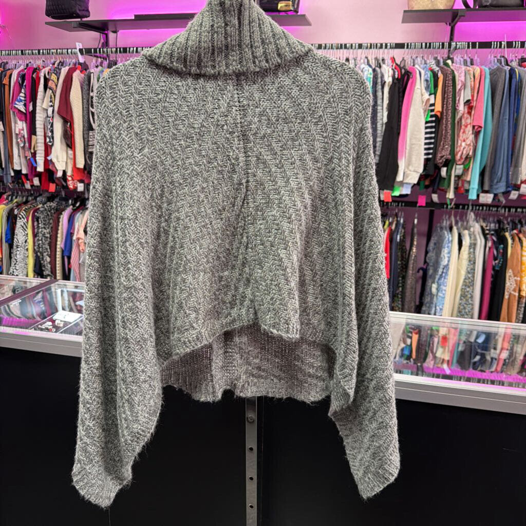 OS Cable Knit Button Detail Chunky Poncho