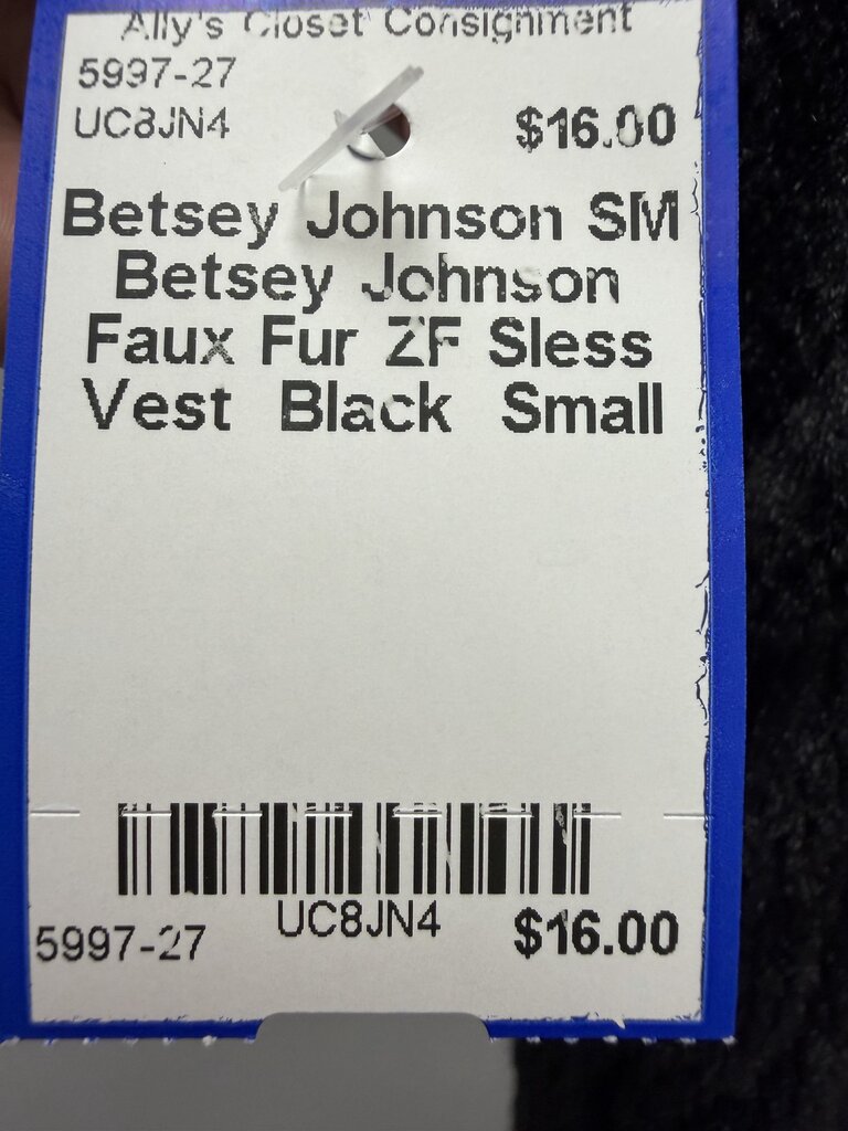 SM Betsey Johnson Faux Fur ZF Sless Vest