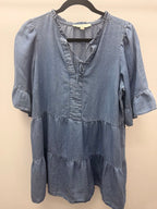 LG R/L/S Layered V Drawstring Denim Dress