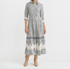 4 L/S Paisley B/F Collar Dress