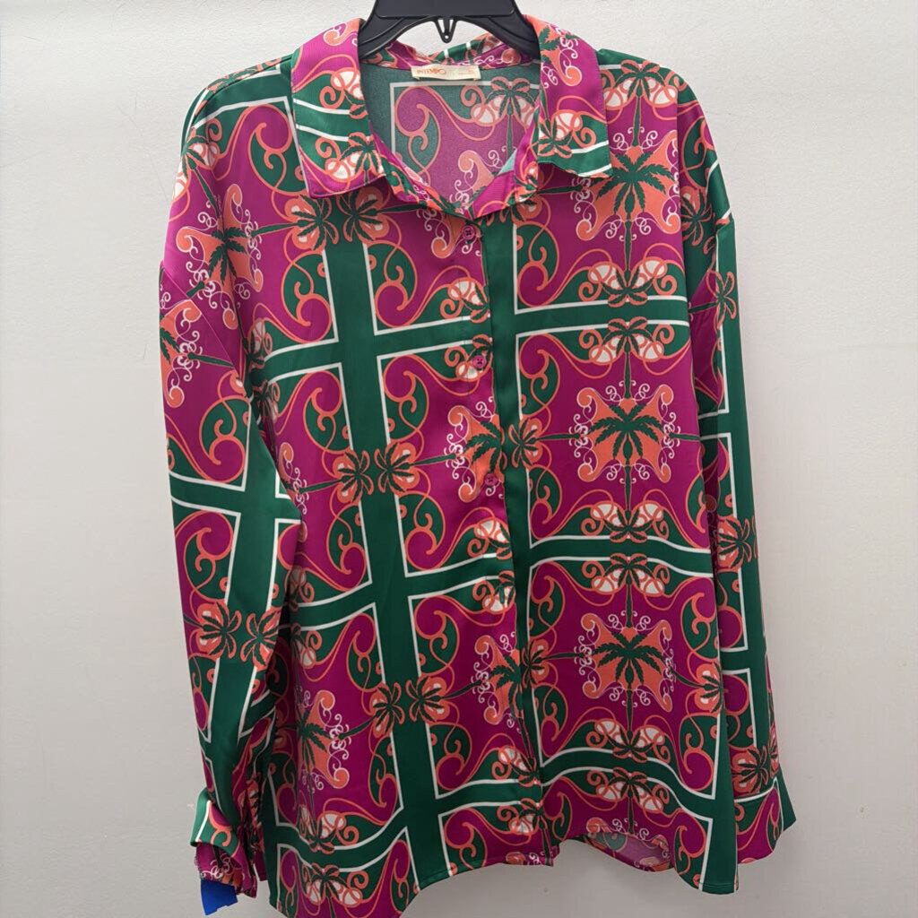 XL L/S Tropical Palm Tree B/F Geo Pat. Top
