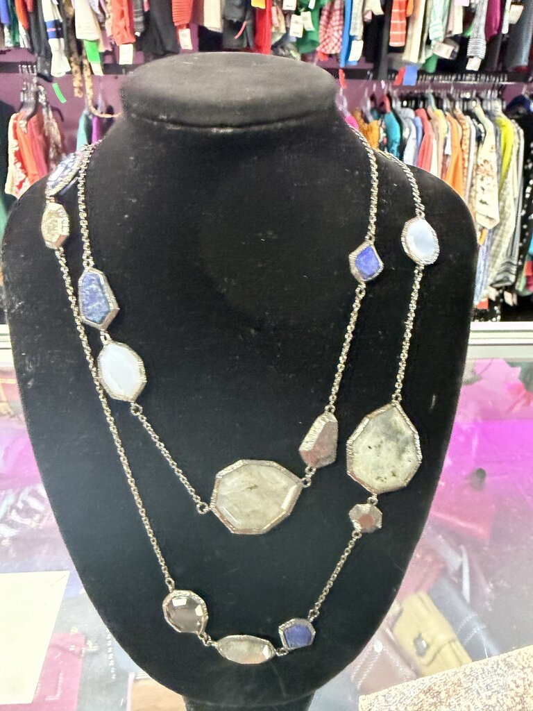 Silpada Vintage "Lapis of Luxury" Necklace N3093 Lapis, Labradorite, Glass & Chalcedony