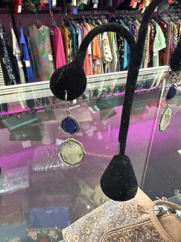 Silpada Vintage "Lapis of Luxury" Lapis, Labradorite & Chalcedony Earrings W3145