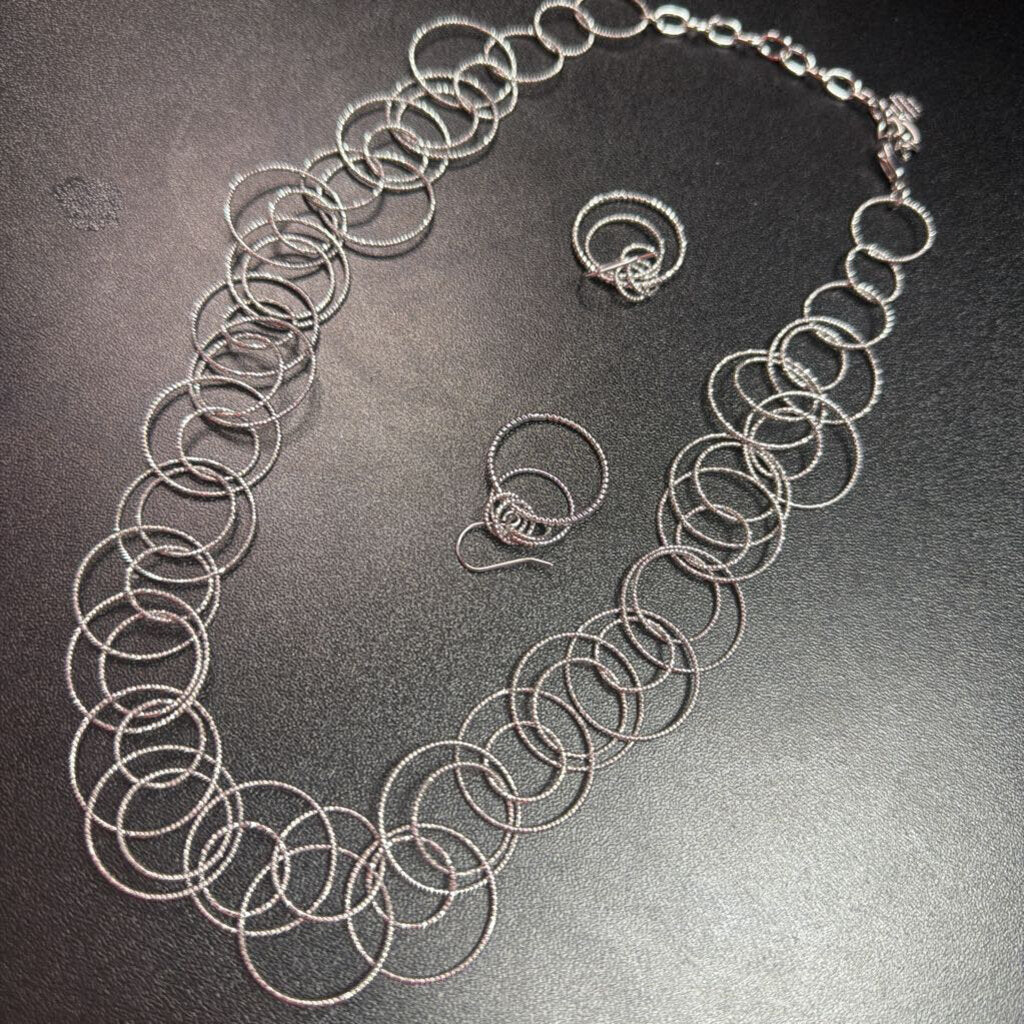 Talbots Multi Ring Cascade Statement Necklace & Earring Set