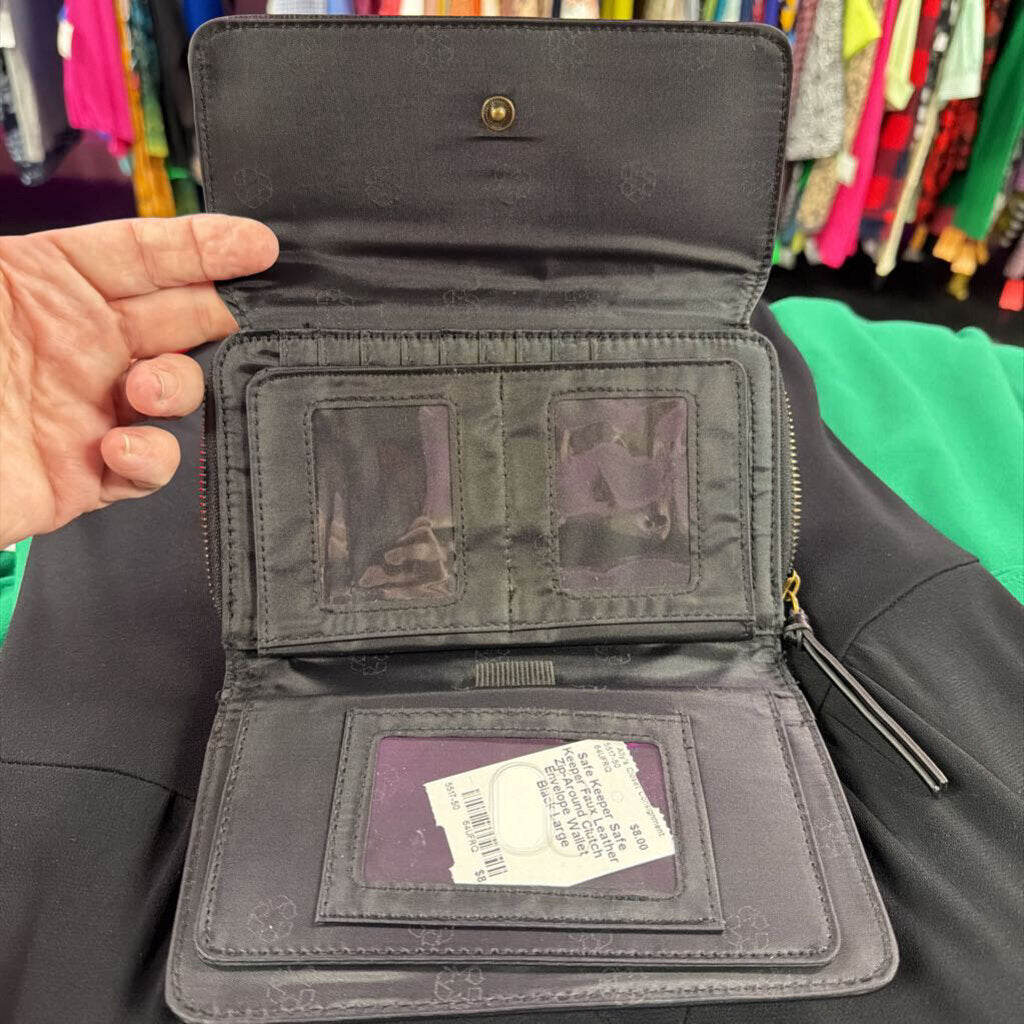 Safe Keeper Faux Leather Zip-Around Clutch Envelope Wallet