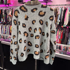 MED L/S Animal Print Knit Cardigan