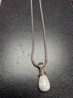 John Medeiros Ocean Images Collection 12mm Pearl Drop Necklace Wheat Chain