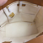 Michael Kors Marie Cage Leather Canvas Tote