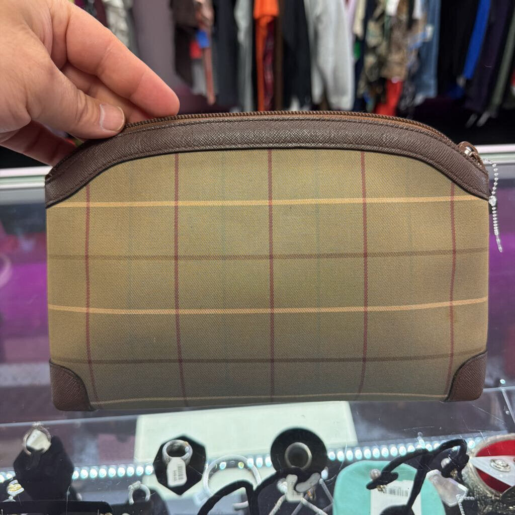 Burberrys Vintage Windowpane Check Zip Pouch/Clutch