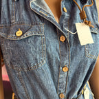 1X Sless BF Denim Maxi SW Dbl Pocket Cloth Belt Dress (Belt in pic is not included)