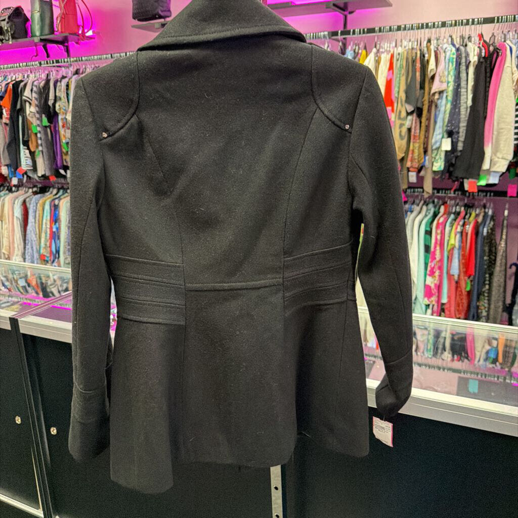 8 Dbl Breasted Solid Wool Blend Pea Coat