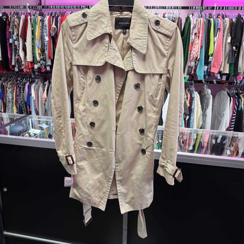 SM L/S double breasted short trench coat