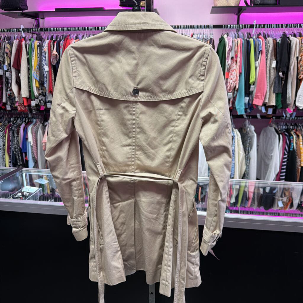 SM L/S double breasted short trench coat