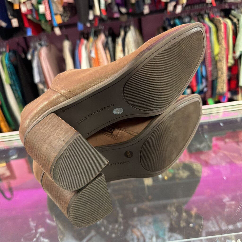 9.5 Lucky Brand Beloit Stacked Heel Ankle Bootie