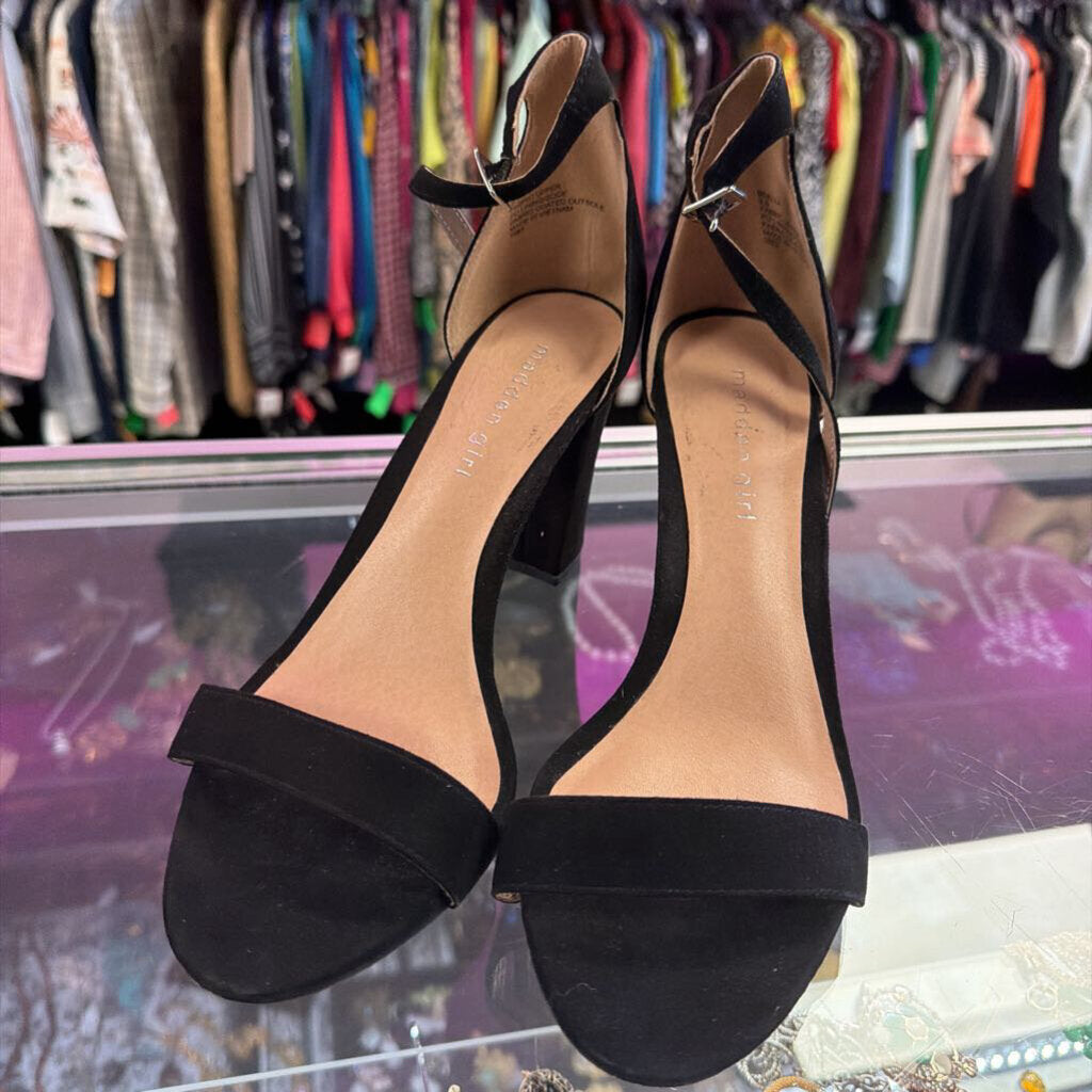 9.5 Madden Girl Velvet Open Toe Ankle Strap Heel