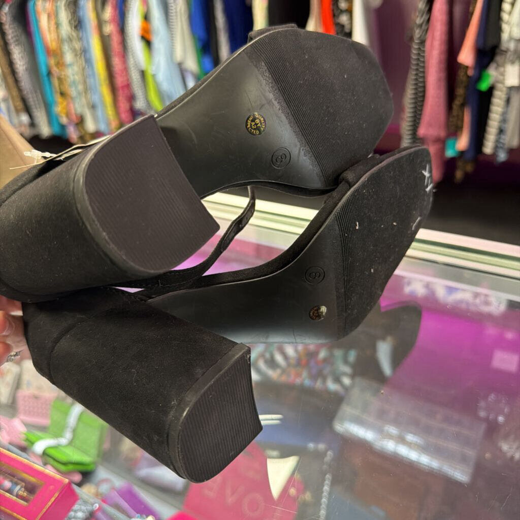 8 Worthington NWT Faux Suede Open Toe Ankle Strap Block Heel