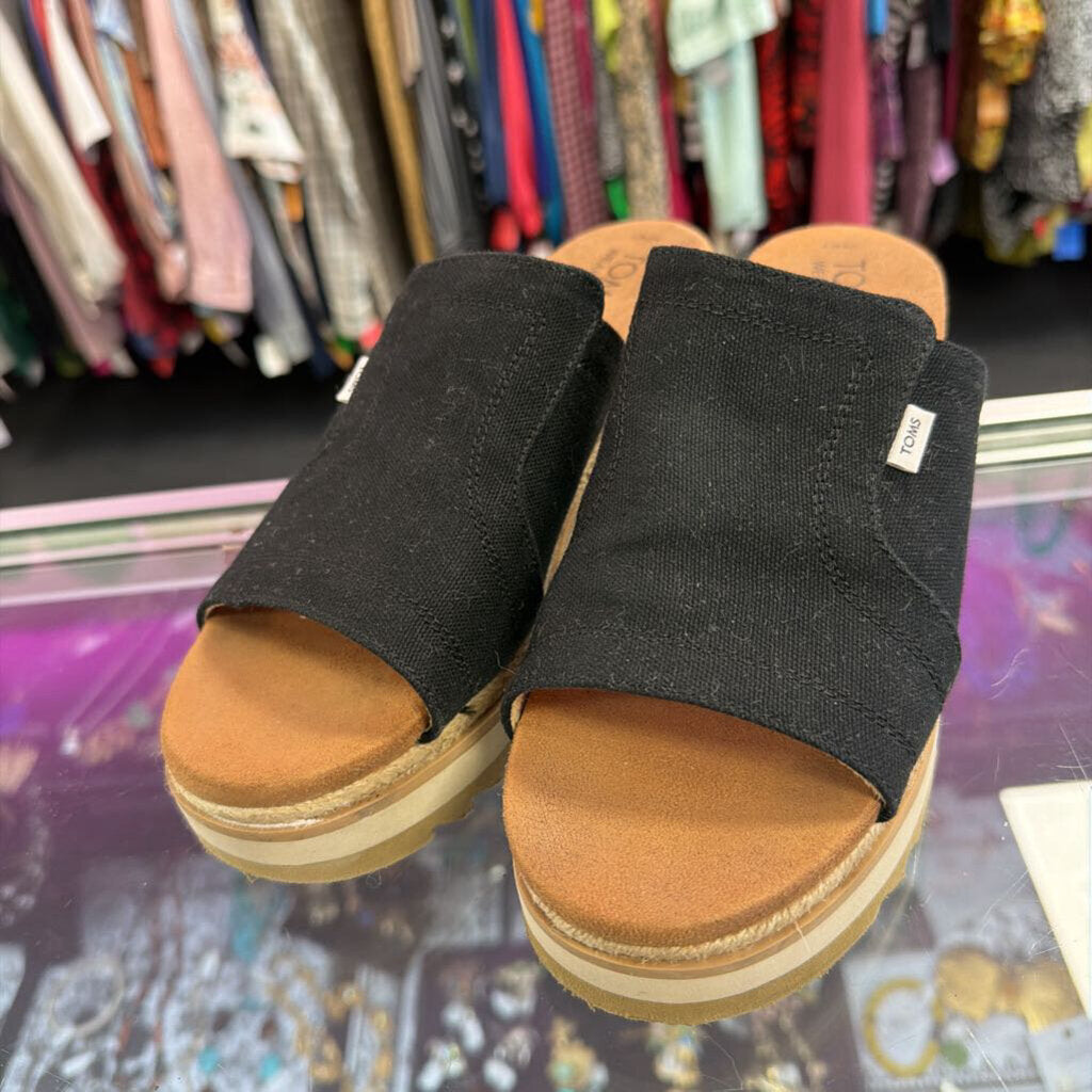 7 Toms Diana Mule Wedge Canvas Chunky Platform Slide