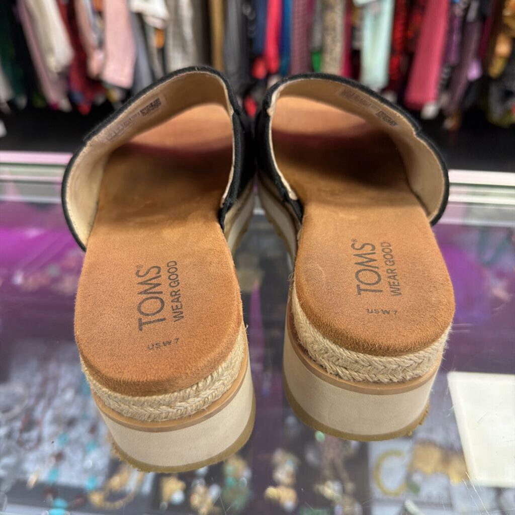 7 Toms Diana Mule Wedge Canvas Chunky Platform Slide