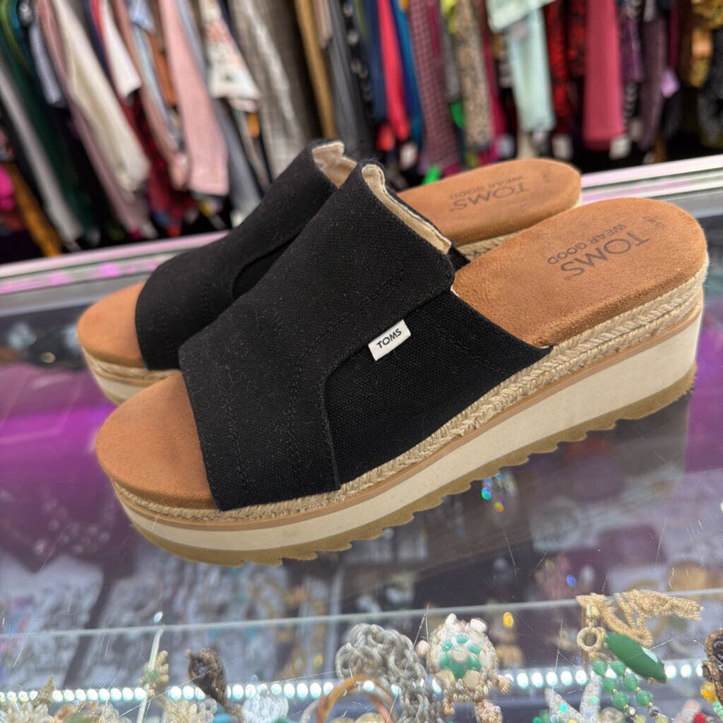 7 Toms Diana Mule Wedge Canvas Chunky Platform Slide