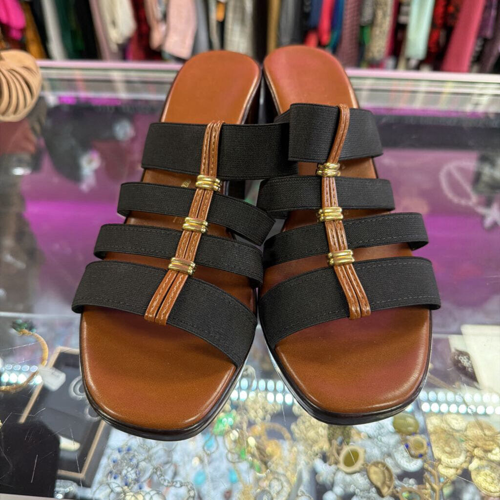 7 Italian Shoemakers Merryl Slide Multi Strap Stacked Heel Sandal