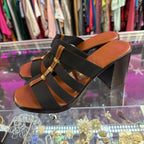 7 Italian Shoemakers Merryl Slide Multi Strap Stacked Heel Sandal