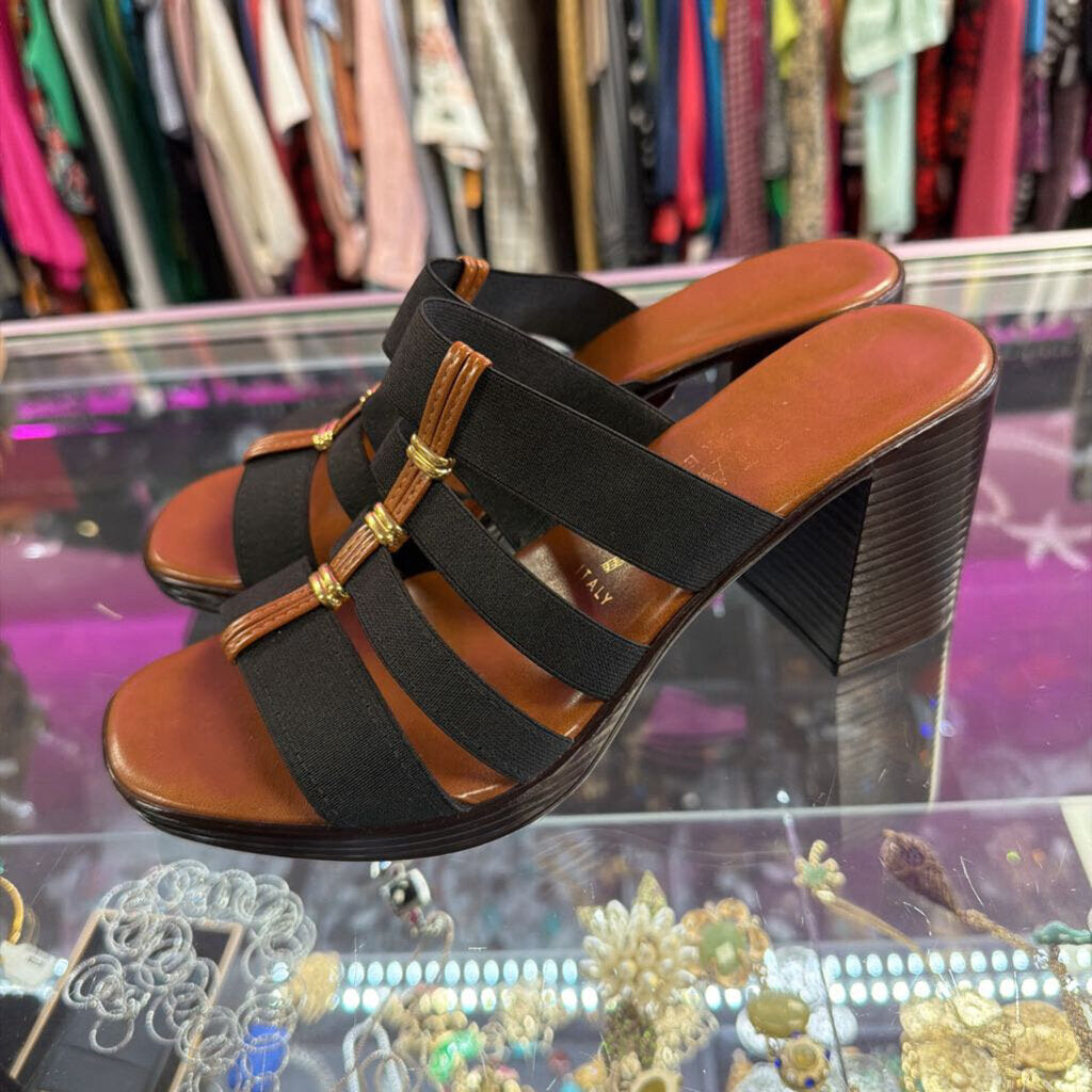 7 Italian Shoemakers Merryl Slide Multi Strap Stacked Heel Sandal