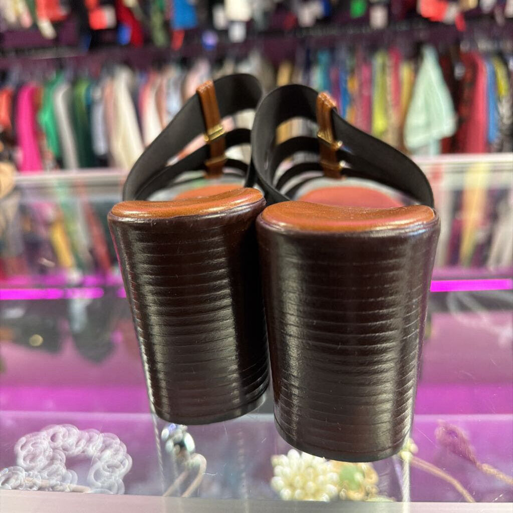 7 Italian Shoemakers Merryl Slide Multi Strap Stacked Heel Sandal