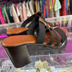 7 Italian Shoemakers Merryl Slide Multi Strap Stacked Heel Sandal